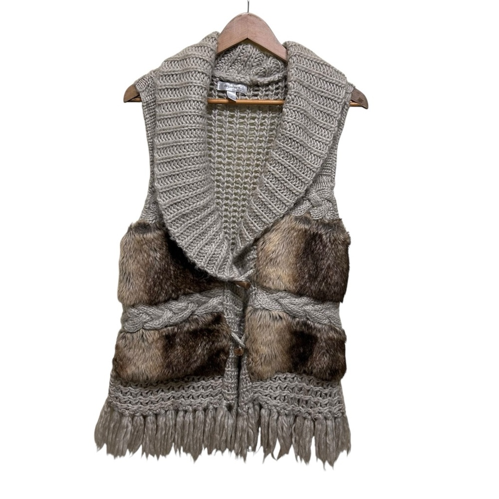 Vintage Dressbarn Faux Fur Alpaca Wool Blend Knit Sweater Vest Size M